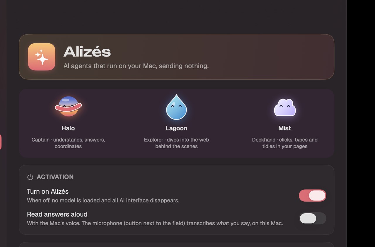 Equator settings — Alizés turned on